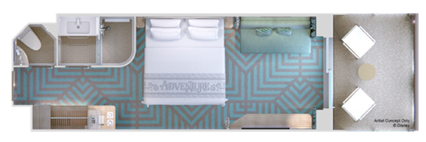 Deluxe Oceanview Stateroom with Verandah layout